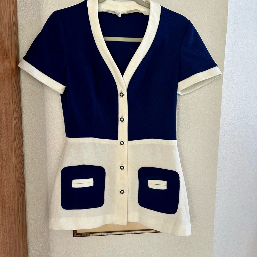 Navy and White Button-Up Cardigan